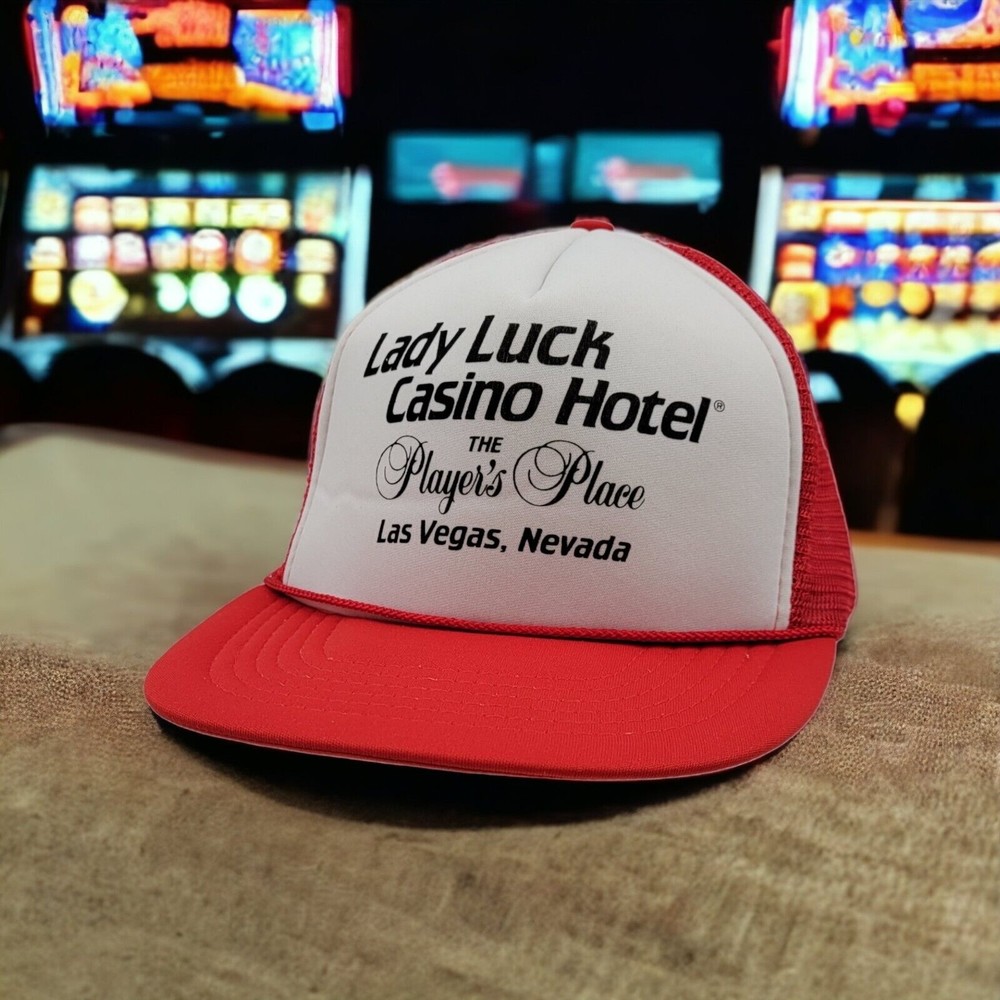 Vintage Lady Luck Casino Hotel The Players Place Foam Mesh Snapback Trucker Hat